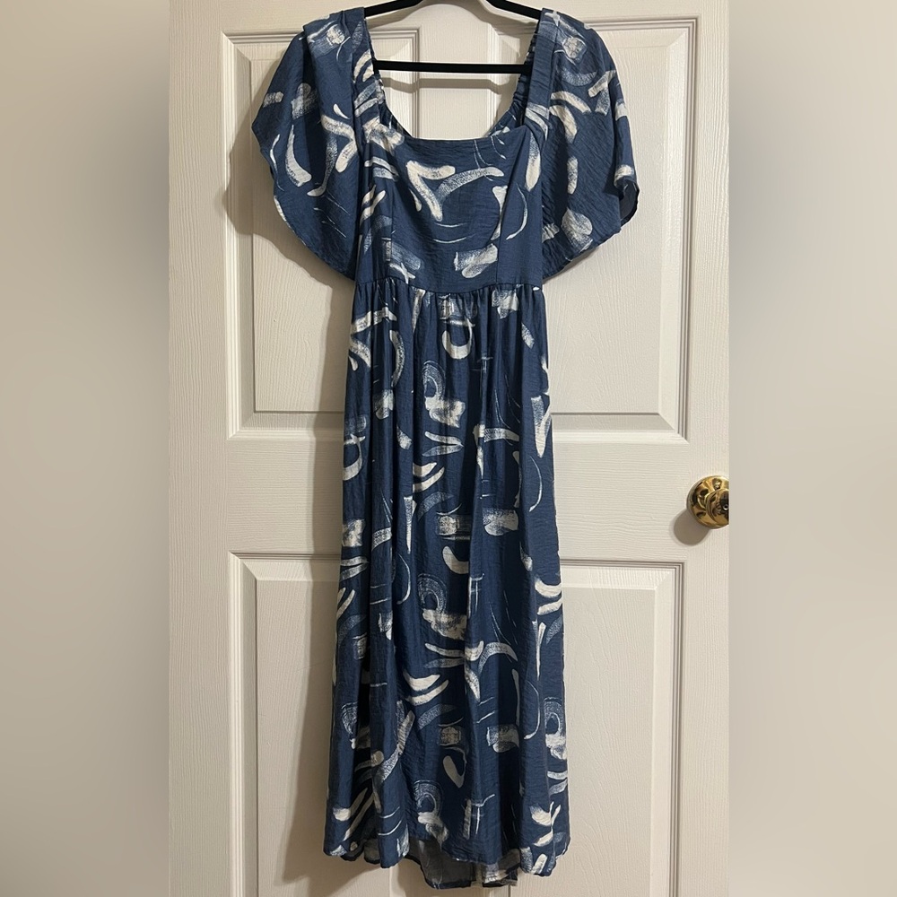 A New Day Blue and White Midi Dress